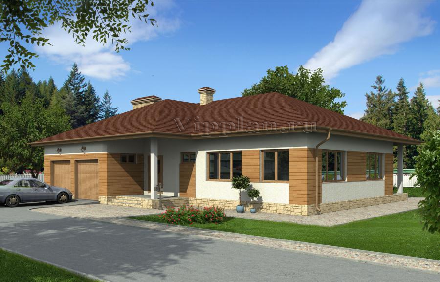 Одноэтажный дом с подвалом, гаражом на 2 машины и террасами