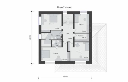 Проект особняка c цоколем и большим гаражом