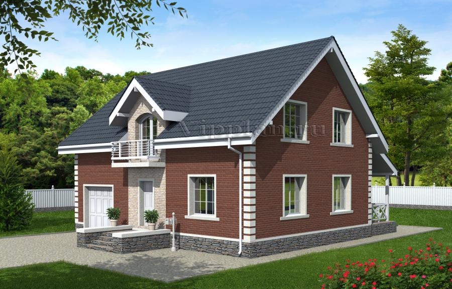 Проект индивидуального одноэтажного жилого дома с мансардой