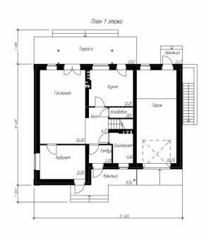 Проект одноэтажного загородного коттеджа с подвалом