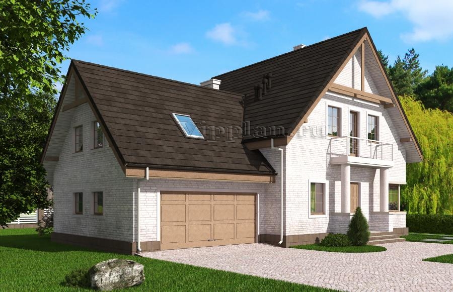 Одноэтажный  дом с мансардой и гаражом