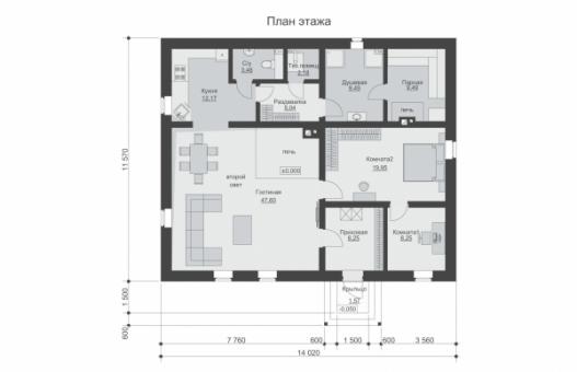 Одноэтажная баня с двумя комнатами
